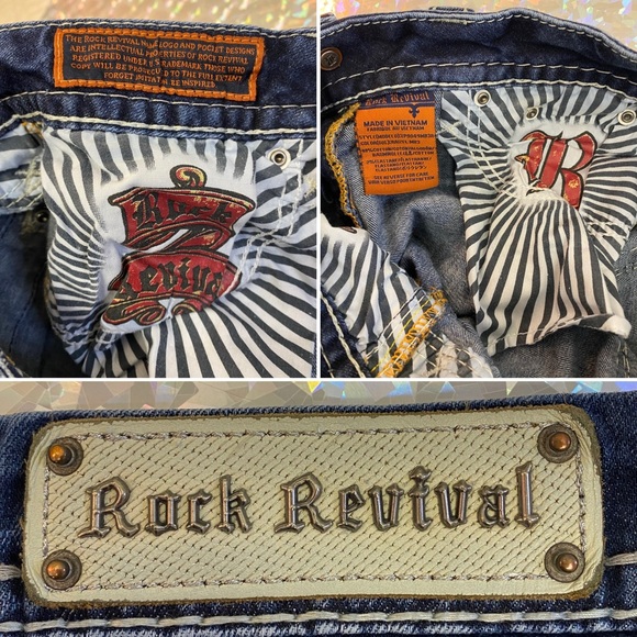 Rock Revival Raizel Mid-Rise Bootcut Bling Jeans Women's 27 *Altered Petite Hem* - Picture 9 of 16